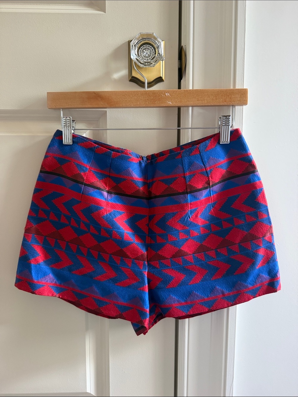 Forever 21 Blue & Red Geometric High-Waist Shorts